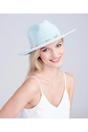 Turqouise Vera - Shell Beaded Straw Fedora - Light Turquoise, Image 1 of 1