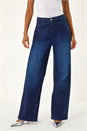 Indigo Dusk Denim Stretch Wide Leg Jeans, Image 4 of 6