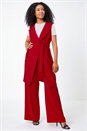 Red Petite Sleeveless Longline Jacket, Image 4 of 6