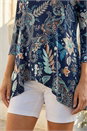 Navy  Paisley Hanky Hem Stretch Tunic Top, Image 4 of 4