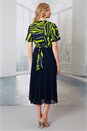 Navy Julianna Abstract Print Pleated Midi Dress, Image 3 of 4