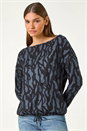 Teal Tie Hem Geometric Print Top, Image 1 of 5