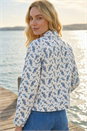 Ivory  Floral Print Bengaline Denim Jacket, Image 2 of 4