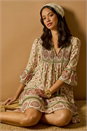 KHAKI Dusk Mix Print Smock Midi Dress, Image 6 of 7