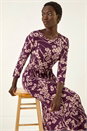 Purple Shadow Floral Stretch Midi Dress, Image 1 of 5