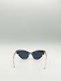 Brown Cat-Eye Sunglasses in Black White Stripe, Image 4 of 6