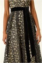 Black Lace Overlay Bow Detail Midi Dress, Image 5 of 5