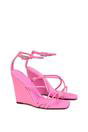 Pink XY LONDON Pink 'Danica' Ankle Strap Square Toe Wedge Heel Sandals, Image 2 of 5