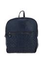 Navy 'Senza Tempo' Woven Leather Vintage Wash Backpack, Image 1 of 4