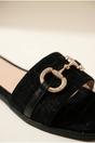 Black iKrush Black Bella Womens Rhinestone Horsebit Slide Sandals, Image 2 of 4