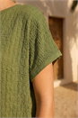 Khaki Textured Stretch Tunic Top, Image 4 of 4