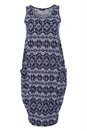 Navy  Aztec Print Slouch Pocket Cocoon Dress, Image 4 of 4