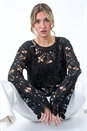 Black Crochet Knit Jumper, Image 1 of 5