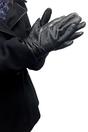Black Fleece Lined Warm Leather Gloves with Bow, Image 3 of 5