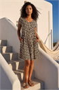 Black Petite Print V-Neck Swing Pocket Dress, Image 1 of 4