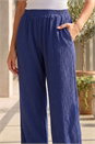 Navy  Crinkle Textured Stretch Trouser, Image 4 of 4