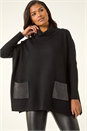 Black Sparkle Pocket Poncho Jumper, Image 1 of 5