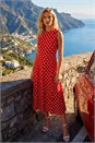 Red Polka Dot Panel Midi Dress, Image 2 of 4