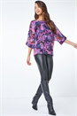 Purple Paisley Print Chiffon Overlay Top, Image 2 of 5