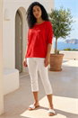 Dark Orange Textured Snit Top, Image 2 of 4