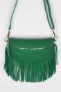 Green Fringed Half Moon Leather Crossbody Bag, Image 1 of 5