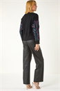Black Dusk Sequin V-Neck Knit Jumper, Image 3 of 5