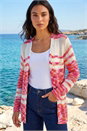 Cerise Colour Block Spacedye Knit Cardigan, Image 1 of 4