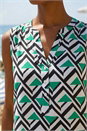 Green Geo Print Border V-Neck Vest, Image 4 of 4
