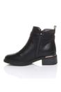 Black AJVANI Black Gold Zip Chunky Sole Buckle Ankle Boots, Image 3 of 5
