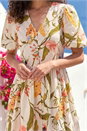 Natural  Petite Floral Print Button Midi Dress, Image 4 of 4