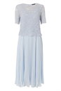 Light Blue  Lace Top Overlay Pleated Midi Dress, Image 5 of 5