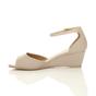 Natural AJVANI Natural Mid Wedge Heel Ankle Strap Sandals, Image 3 of 6