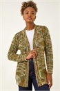 Olive Space Dye Fluffy Knit Cardigan, Image 2 of 5
