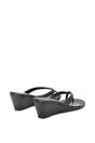 Black 'Rosa' Mid Wedge Heel Sandal Mules With Toe Post, Image 4 of 6