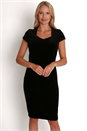 Black Julianna Velvet Shift Dress, Image 1 of 3