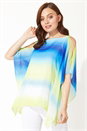 Royal Blue Ombre Cold Shoulder Overlay Top, Image 1 of 3