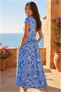 Blue Floral Pocket Midi Dress, Image 3 of 4