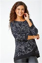 Silver Glitter Rose Print Layered Stretch Top, Image 1 of 5
