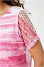 PINK Stripe Print Mesh Overlay Top, Image 5 of 5