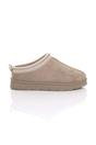 Beige Faux Fur Lined Comfy Aztec Embroidered Ultra Mini Booties Slippers, Image 2 of 6
