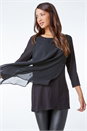 Black Embellished Chiffon Overlay Top, Image 4 of 5