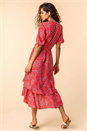 Red Ditsy Floral Frill Hem Midi Dress, Image 2 of 5