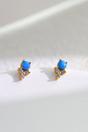 Gold Sterling Silver CZ Blue Tulip Studs, Image 1 of 2