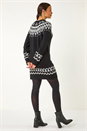 Black Geometric Print Knitted Shift Dress, Image 3 of 5