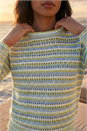 Green Stripe Pointelle Crew Neck Knit, Image 4 of 4