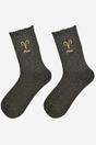 Black Embroiderd Aries Zodiac Glitter Socks, Image 2 of 3
