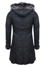Black Womens Sheepskin Hooded Duffle Coat, Image 5 of 5