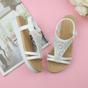 White AJVANI White Flatform Diamante T-Bar Slingback Sandals, Image 4 of 6