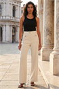 Cream  Pocket Button Smart Trousers, Image 2 of 4