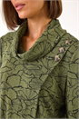 Khaki Floral Print Cowl Neck Top, Image 5 of 5